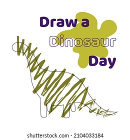 Draw a dinosaur day. Hand drawn dinosaur. Vector illustration for banner, backdrop, poster.