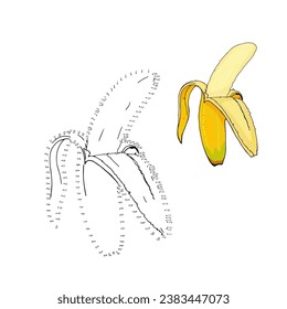 Draw dot by dot. Colour by numbers. Exotic vegetables and fruits. Colouring book