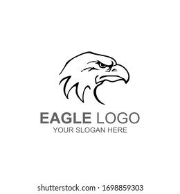 Zeichnen Sie einen Adler-Kopf in Umriss-Stil für das Logo und das Web. Vektorillustration.