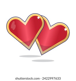 Draw elegant cartoon of two love heart  vector icon logo mascot illustration