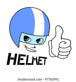 Draw of face with helmet protection