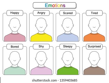 draw the faces, Draw the emotions, educaitonal worksheets for kids