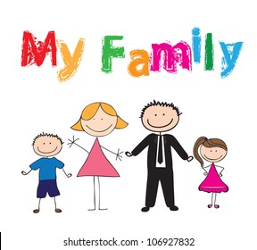 i love my family happy family with two children stock illustration - download image now - istock on my family cartoon drawing