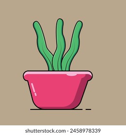 Draw Flat Design Potted Plants by Adobe illustrator