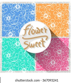 Draw floral pattern in four colors vector illustration.