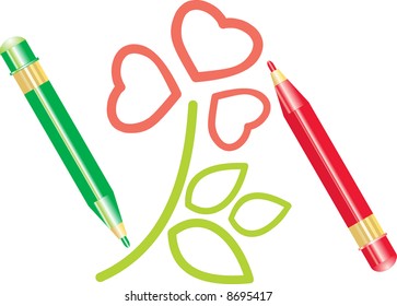 Draw flower with heart petal