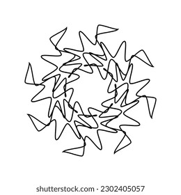 Draw a flower in wavy line. Vector illustration.