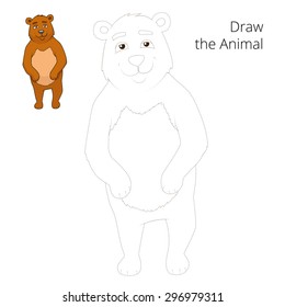 Draw the forest animal bear cartoon for children vector illustration