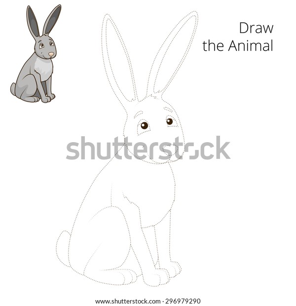 Draw Forest Animal Hare Cartoon Children Stock Vector (Royalty Free ...