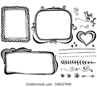 draw frame doodle layout and design part draw frame line classic white vegetation ornament star partnership union black border stack single leaf mark heart series announcement aged messy science twist