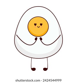 Draw funny kawaii eggs with vector illustration Fast food menu concept. Doodle cartoon style.