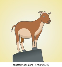 dibujar ilustración plana vectorial de cabra aislada en fondo amarillo. Caricatura de caricatura de cabras animales de granja.
