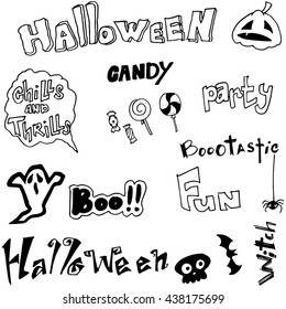 Draw Halloween in doodle vector art illustration