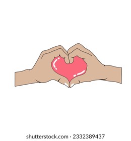 draw a hand in the form of a love symbol by bringing two hands together