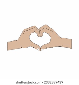 draw a hand in the form of a love symbol by bringing two hands together