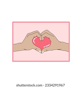draw a hand in the form of a love symbol by bringing two hands together