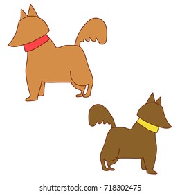 Draw hand painted doodle About cute dog accompanying the animals bring to the pet store logo.