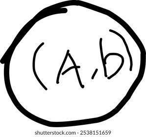 Draw hands A and B in a circle. letters A and B