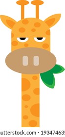 Draw the head of a giraffe with its long, dotted neck
  Professionally on a white background