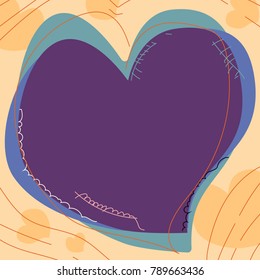 Draw heart card with drawing line with bright color and copy space