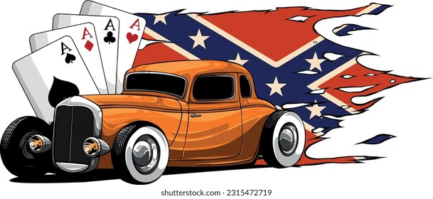 draw of hot rod car vector illustration design