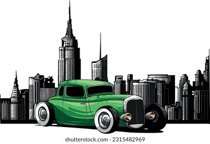 draw of hot rod car vector illustration design