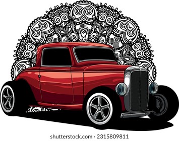 draw of hot rod car vector illustration design