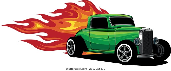 draw of hot rod car vector illustration design