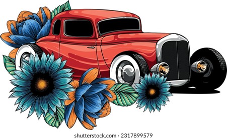 dibujo del diseño de la ilustración del vector del vehículo de la barra caliente
