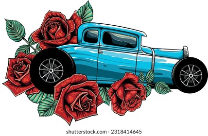 draw of hot rod car vector illustration design