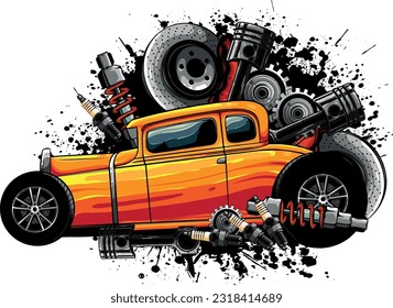 draw of hot rod car vector illustration design