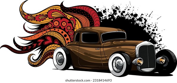 dibujo del diseño de la ilustración del vector del vehículo de la barra caliente