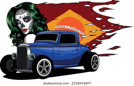 draw of hot rod car vector illustration design
