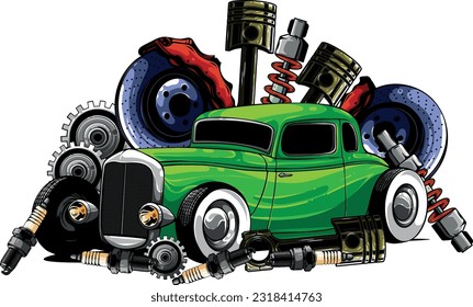 draw of hot rod car vector illustration design