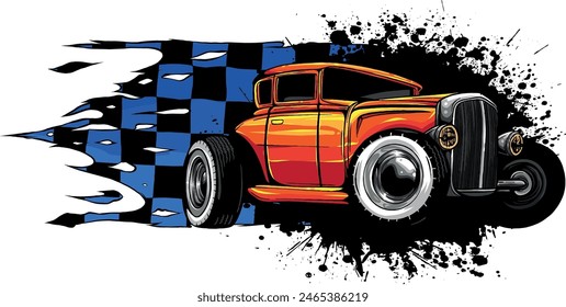 draw of hot rod car vector illustration design