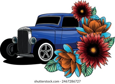 draw of hot rod car vector illustration design