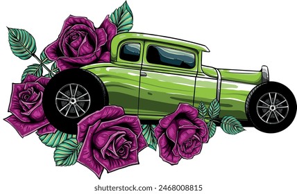 dibujo de diseño de Ilustración vectorial de coche de barra caliente