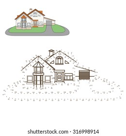 Draw house educational game vector illustration