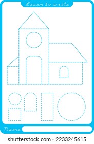 Draw the house on the dotted line. Worksheet. A4. 