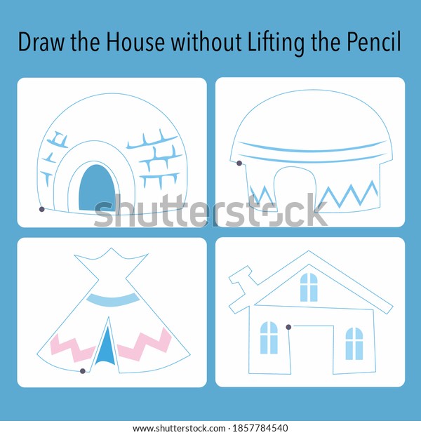 Draw House Without Lifting Pencil Activities Stock Vector Royalty Free