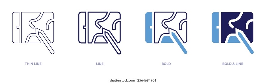 Draw icon in 4 different styles. Thin Line, Line, Bold, and Bold Line. Duotone style. Editable stroke.