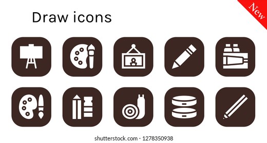  draw icon set. 10 filled draw icons. Simple modern icons about  - Canvas, Color palette, Painting, Pencil, Paint, Palette, Snail, Bracelet