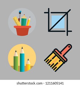 draw icon set. vector set about pencil case, graphic tool and pencils icons set.