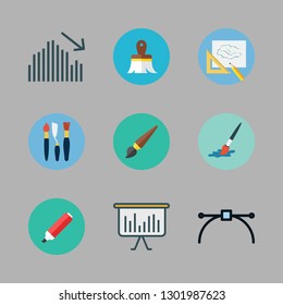 draw icon set. vector set about bar chart, graphic tool, drawing and marker icons set.