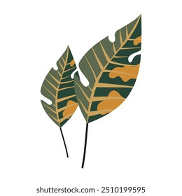 Draw illustration autumn leaves For fall autumn season concept flat style. White background