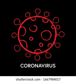 Draw illustration for corona virus 2019.Healthcare concept.Doodle red line on black color.