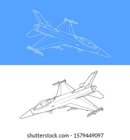 Draw a jet sketch with outline.