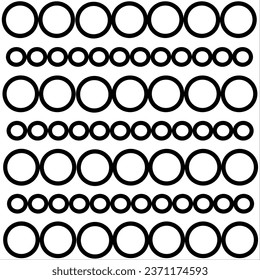 Draw large and small circles aligned to form a decoration