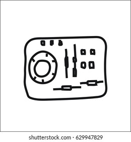Draw line dj turntable  vector.