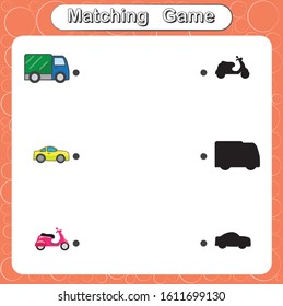 Draw a line from each object to its matching shadow, Education Shadow Matching Game for Preschool Children